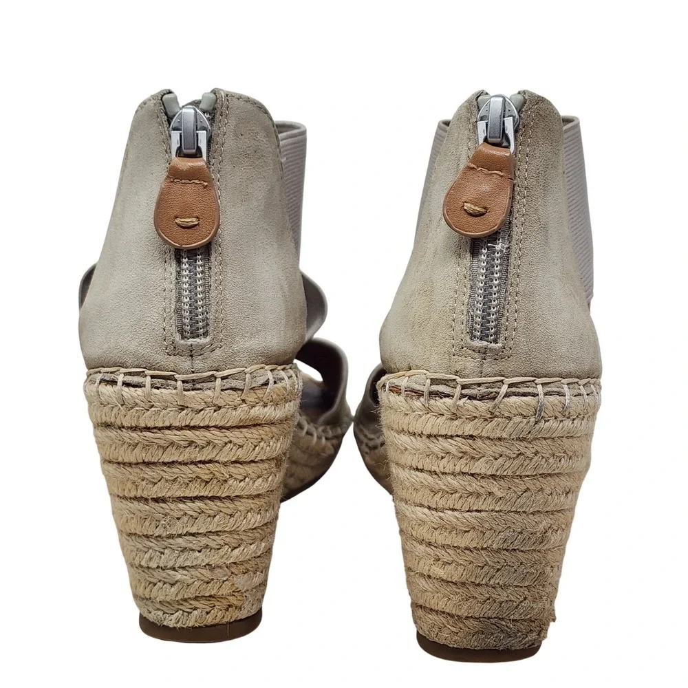 Gentle Souls Wedge Sandals 9 Womens‎ Taupe Colleen Espadrille Elastic Suede Boho